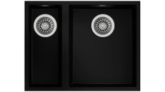 SQUARE 2B 560 TG 3½ W/OVF SP BLACK Undermount Tegranite sink with two bowls