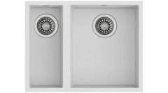 SQUARE 2B 560 TG 3½ W/OVF SP ARTIC WHITE Undermount Tegranite sink with two bowls