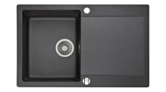 CLIVO 45 B-TQ 1B 1D REV 2Ø AUTO WST ONYX BLACK Inset Tequartz sink with one bowl and one drainer
