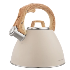 Czajnik stalowy 2,5 L beżowy z uchwytem drewnopodobnym, Klausberg KB-7954