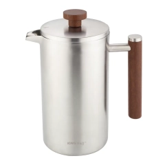 Zaparzacz, French Press, 1L, podwójne ścianki, drewniany uchwyt