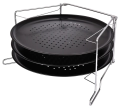 Forma do pizzy z powłoka marmurkową,  podstawka stal, zestaw 4 elementy Kinghoff