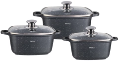 Zestaw garnków 6 elementów, stal Ø 20x20x8cm - 2,8l, Ø24x24x10cm - 4,4l, Ø28x28x11cm - 6,5 l Kinghoff