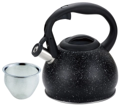 Czajnik z sitkiem, stal 1,2l  czarny marmurek Kinghoff