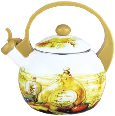 Czajnik z gwizdkiem, stal emaliowana, wzór - toskańska oliwa, 2l, KINGHoff, KH-3700