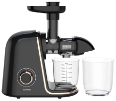 Wyciskarka wolnoobrotowa do owoców i warzyw, pozioma, czarna z elementami w kolorze różowego złota, 150W, Klausberg, KB-7867