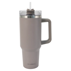 Kubek termiczny ze słomką, szary, 1100 ml, stal nierdzewna, Klausberg, KB-7943