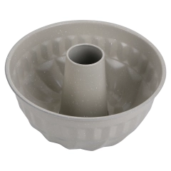 Forma, metalowa, okrągła z dziurką, z powłoką nieprzywieralną, beżowa, średnica 22 cm,