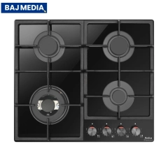 Amica PGCD6101ApFB – płyta gazowa na szkle 60 cm, 4 palniki, ruszty żeliwne, FlameControl, ExtraSpace
